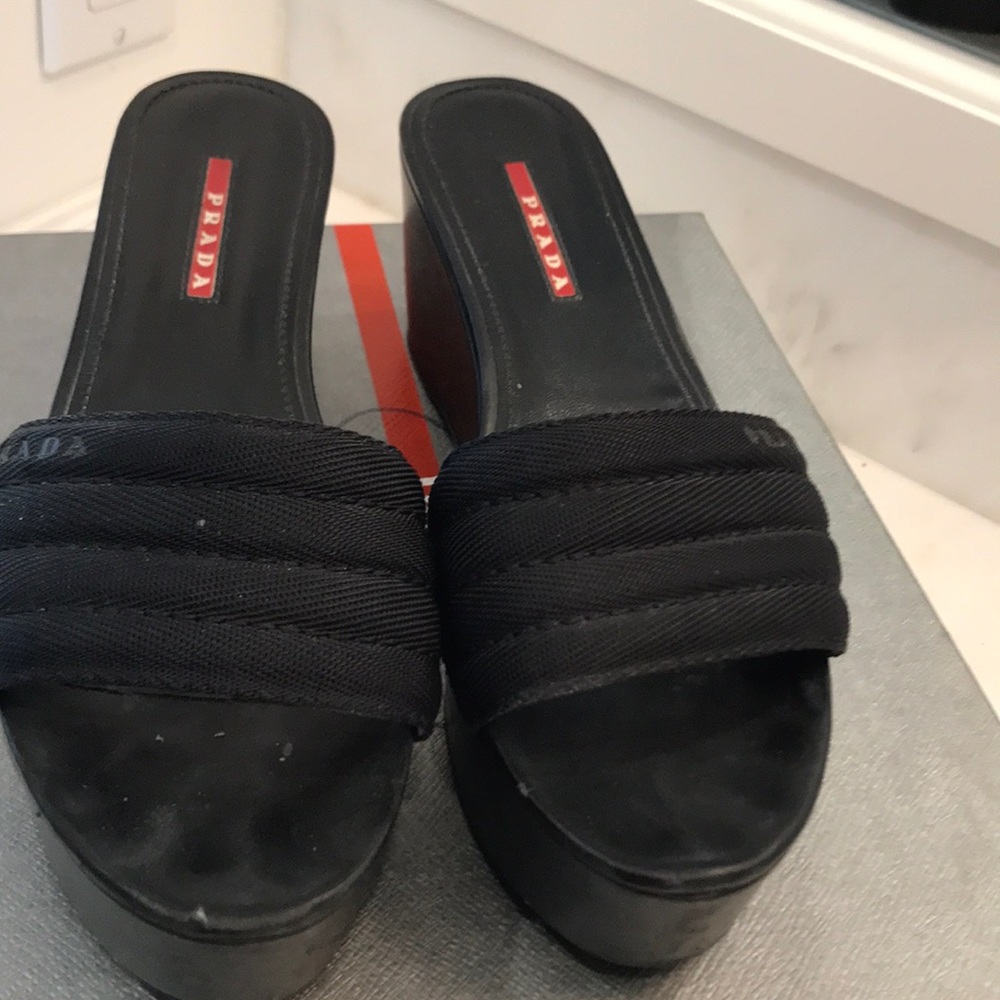 Prada black platforms